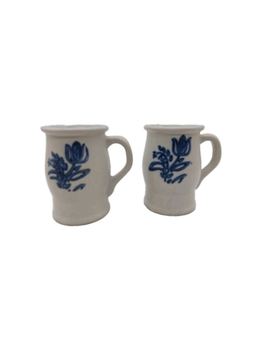 Pfaltzgraff Yorktowne Set of 2 Tulip Stencil Barrel Coffee Cups Mugs 4.5"